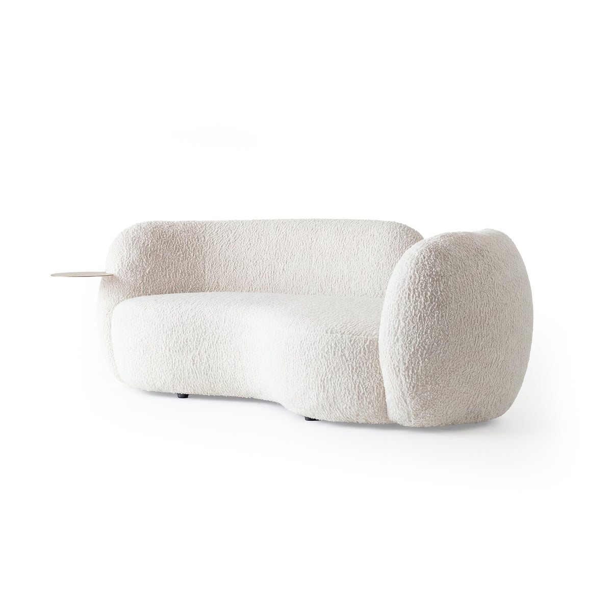 Vestro Pebble-shaped 3-Seater Curved Sofa Teddy White