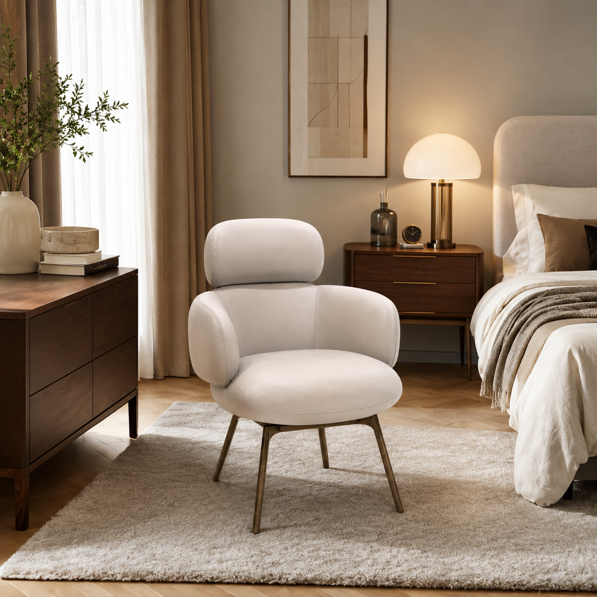 JANEL High-Back swivel Dining Chair Beige