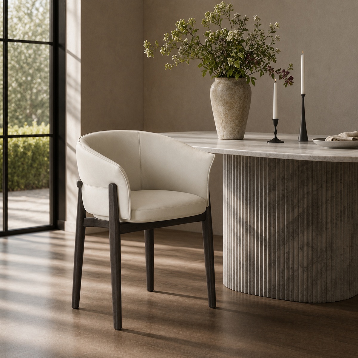VELVL White Velvet Barrel Accent Chair
